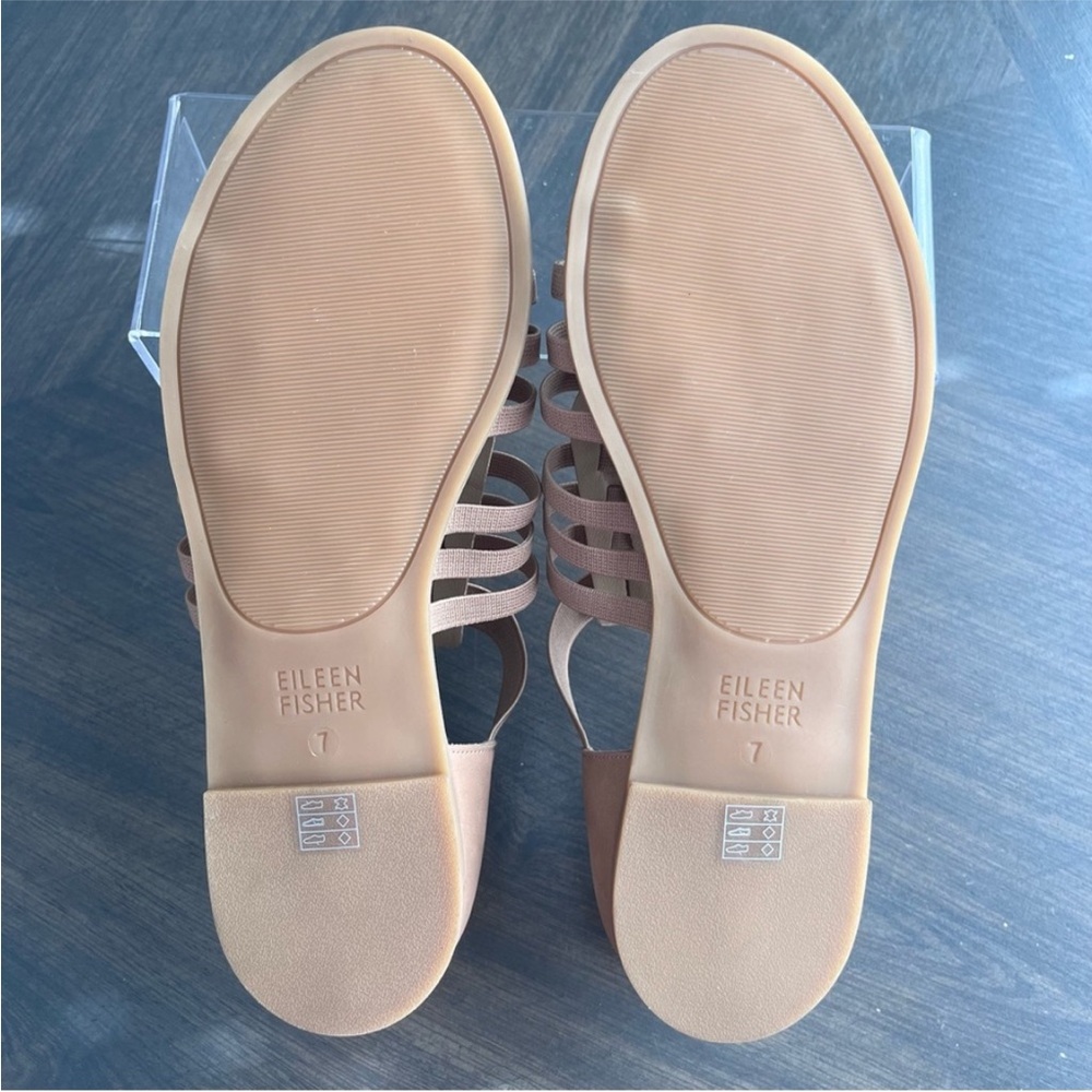 NEW Eileen Fisher Rato Elastic Tan Nubuck Gladiator Sandals Flats Size 7.5 - Picture 5 of 7